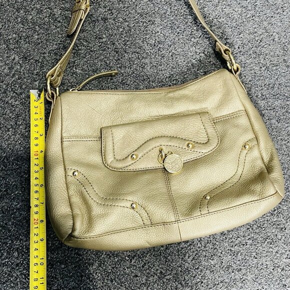 Stone Mountain Shoulder Bag Gold Soft Faux Leather Purse Adjustable Small - Picture 10 of 14